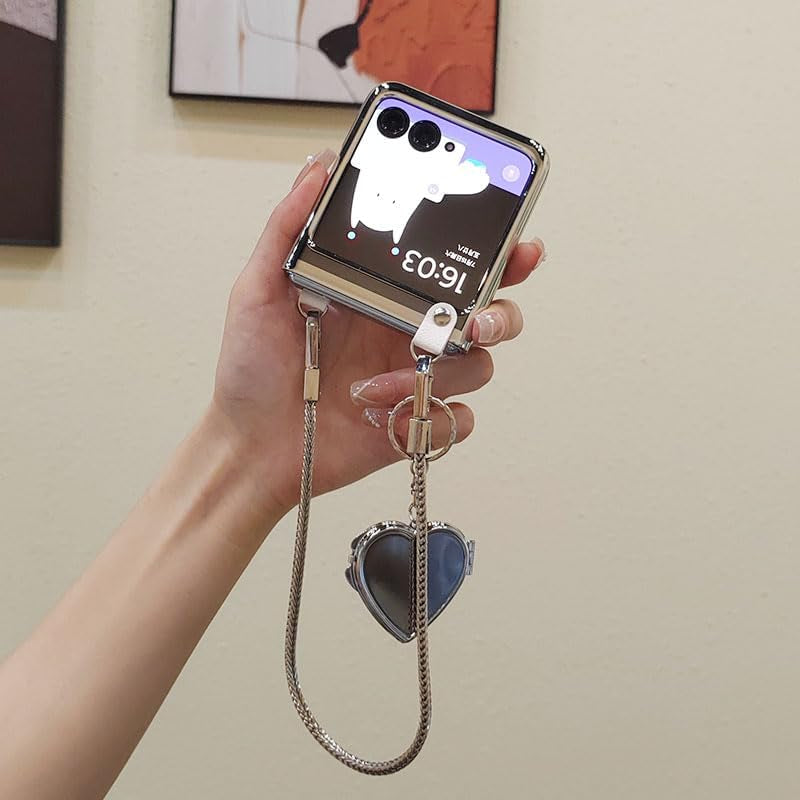 RAKKYO for Motorola Razr plus Case, Clear Cover with Bracelets Love Shape Mirror, Kawaii Woman Case for Motorola Razr 40Ultra (Moto Razr40Ulta)  RAKKYO   