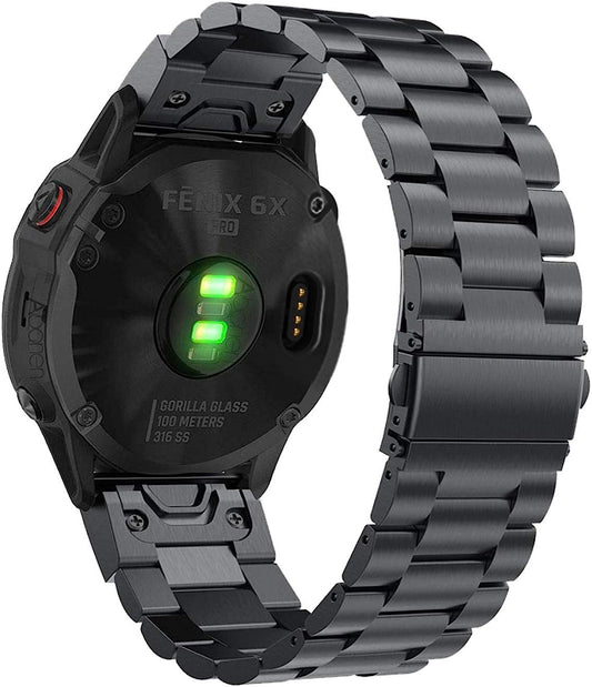 Abanen for Fenix 7X / Fenix 6X / Fenix 5X Watch Band,Quick Fit 26Mm Stainless Steel Metal Replacement Wristband Strap for Garmin Fenix 5X Plus,Fenix 3/3 Hr,Tactix Bravo/Charlie,Black  Abanen   
