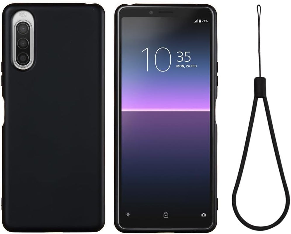 Case for Sony Xperia 10 II, Liquid Silicone Protective Phone Case for Sony Xperia 10 II with Silicone Lanyard, Slim Thin Soft Shockproof Cover for Sony Xperia 10 II Silicone Case Yellow  Generic Black Sony Xperia 10 Ii 