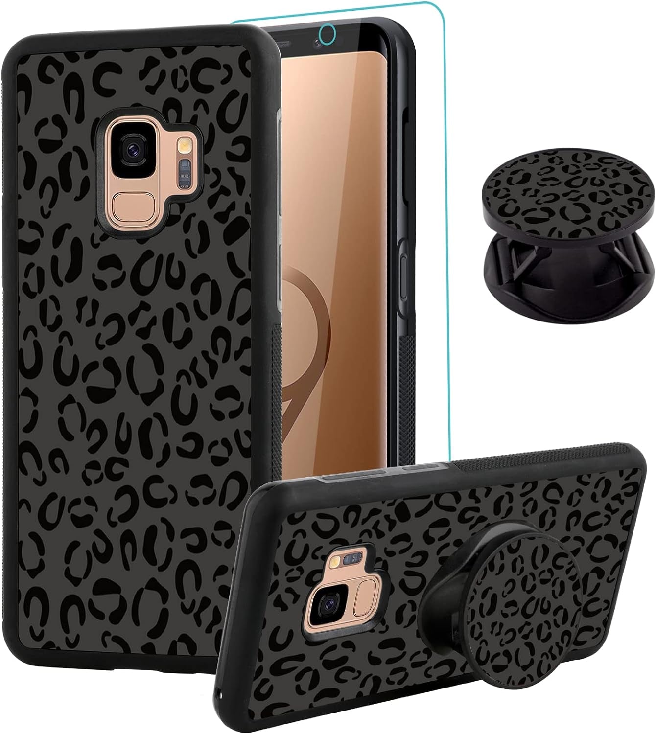 SAKUULO Samsung Galaxy Note 20 Case, [Screen Protector + Kickstand] Black Leopard Cheetah Design, Anti-Slip Shockproof Lightweight Flexible TPU Bumper Protective Case for Galaxy Note 20 6.7 Inch  SAKUULO Samsung Galaxy S9 5.8  