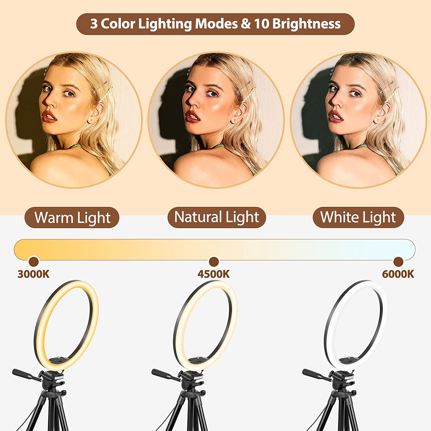 Aureday 10” Ring Light with 50Inch Tripod Stand Bundle with Mini Selfie Light  Aureday   