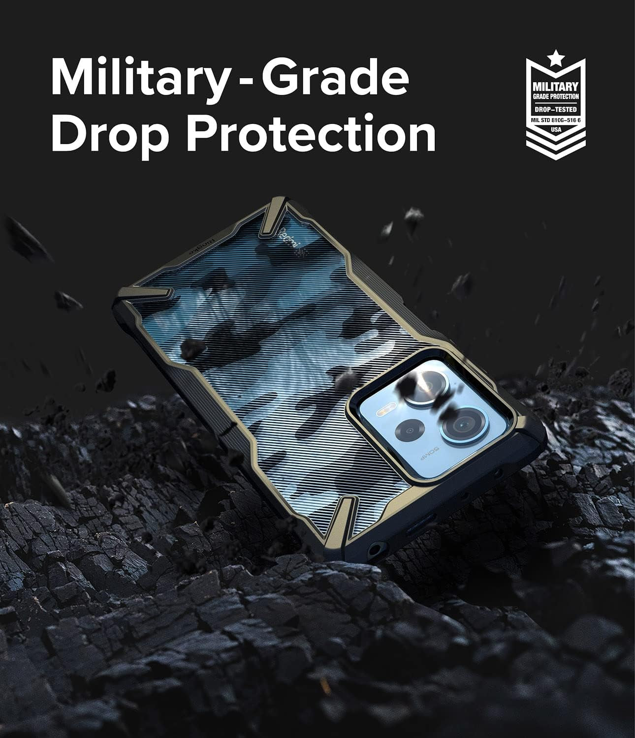 Ringke Fusion-X [Military Design] Compatible with Redmi Note 12 Pro Case and Xiaomi Poco X5 Pro 5G Case, Camouflage Hard Back Cover Shockproof Advanced Protective Bumper - Camo Black  Rearth   