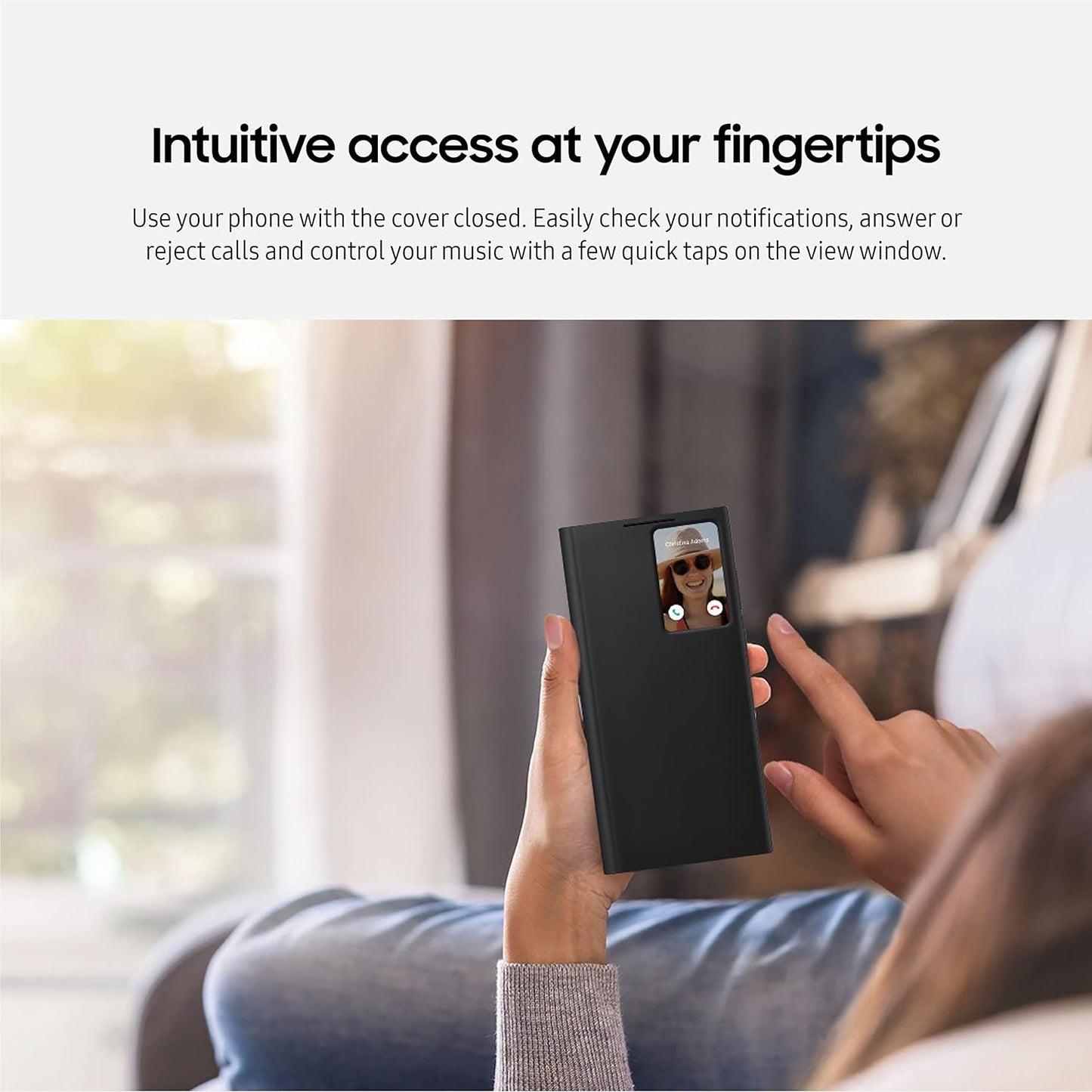 Samsung Galaxy S22 Ultra S-View Flip Cover, Protective Phone Case, Tap Control, Cutting Edge Design, US Version, Black, (EF-ZS908CBEGUS)  Samsung   