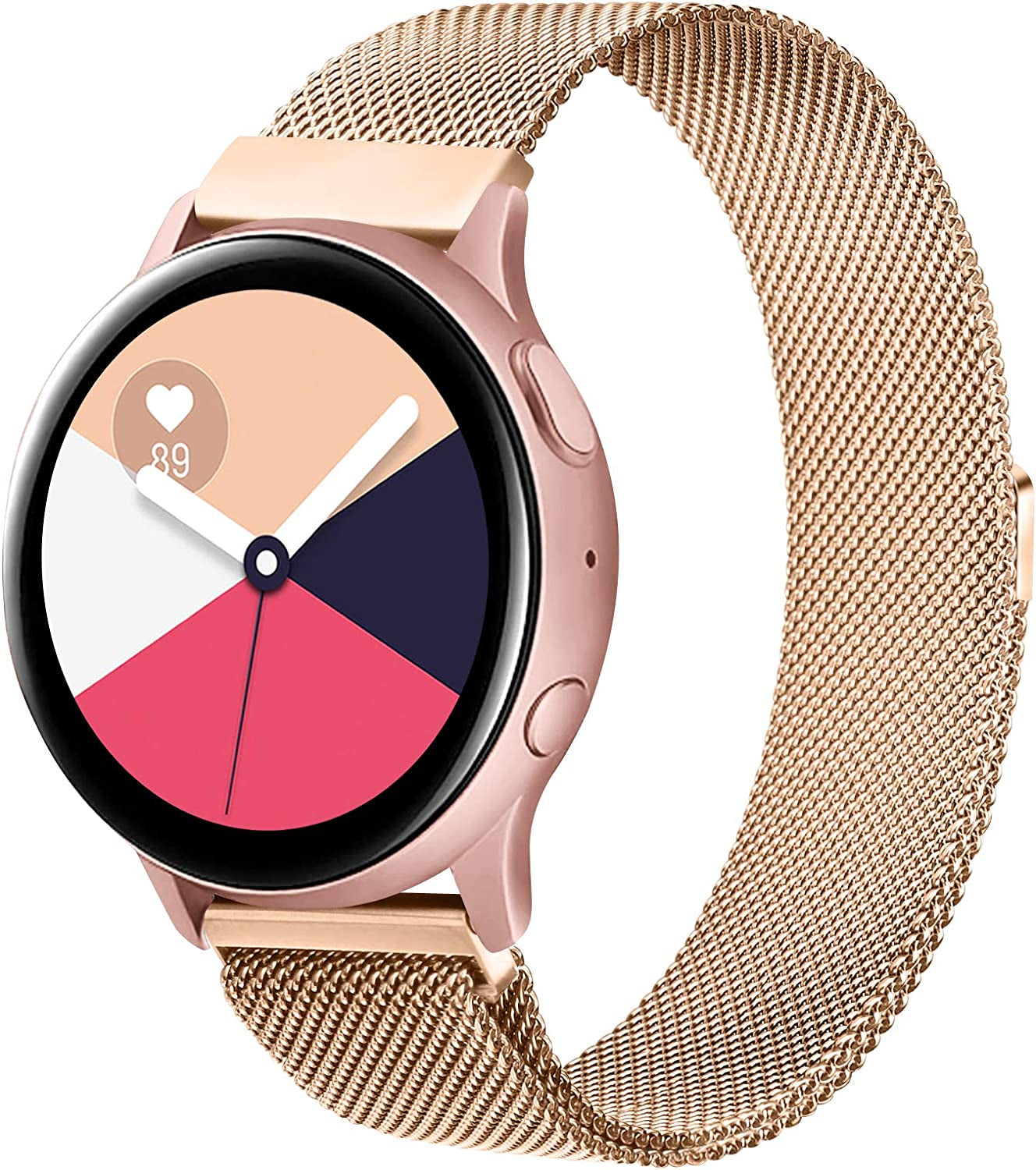 YILED Metal Bands for Samsung Galaxy Watch Active 2 40Mm 44Mm / Galaxy Watch Active, 20Mm Stainless Steel Mesh Watch Strap for Galaxy Watch 3 41Mm / Galaxy Watch 42Mm  YILED Rose Gold  