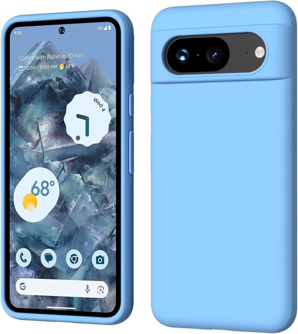 COFFKER Compatible with Pixel 8 Case, Liquid Silicone Case, Full Body Shockproof Protective Cover,【Soft Microfiber Lining】 Slim Thin Phone Case for Google Pixel 8 6.2 Inch, Chocolate Brown  COFFKER Sky Blue  