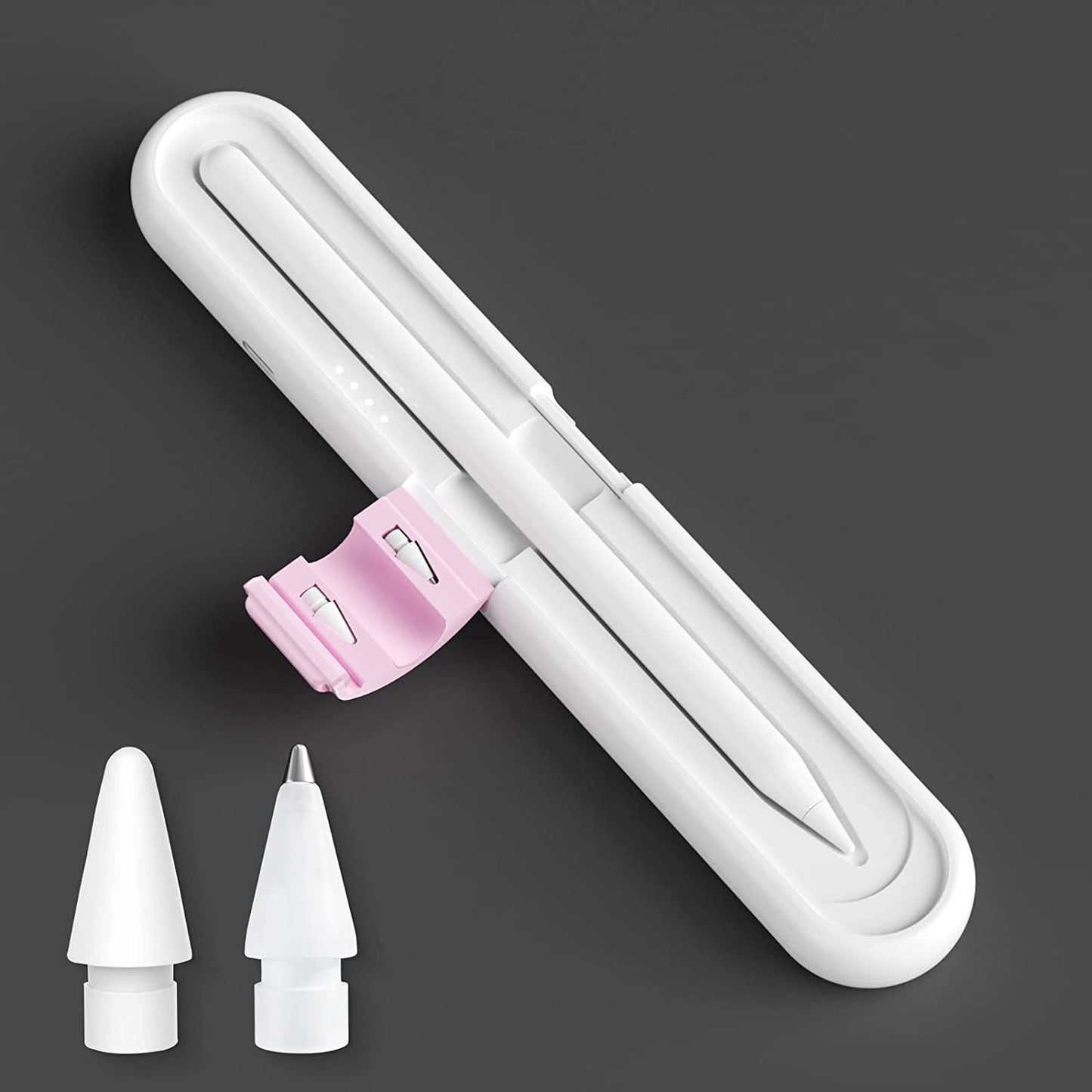 REEYEAR Portable 800Mah Fast Charging Case with 2 Pcs Replacement Pencil Tips Fits for Apple Pencil 2Nd Generation, Lightweight Travel-Friendly Charger and Storage Case for Ipad Pro Pencil 2,Gray  REEYEAR Pink  