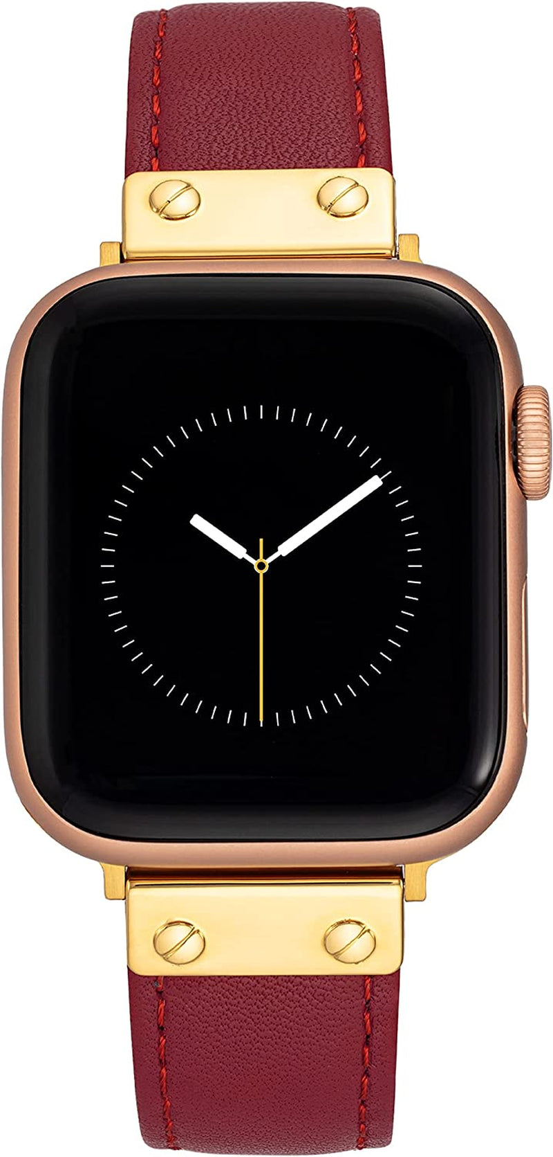 Anne Klein Leather Fashion Band for Apple Watch Secure, Adjustable, Apple Watch Band Replacement, Fits Most Wrists  Anne Klein Red/Gold 42/44/45/Ultra(49mm) 