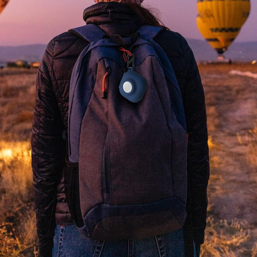 Geiomoo 2 in 1 Silicone Case Compatible with Beats Fit Pro and Air Tag, Protective Cover with Carabiner (Navy Blue)  Geiomoo   