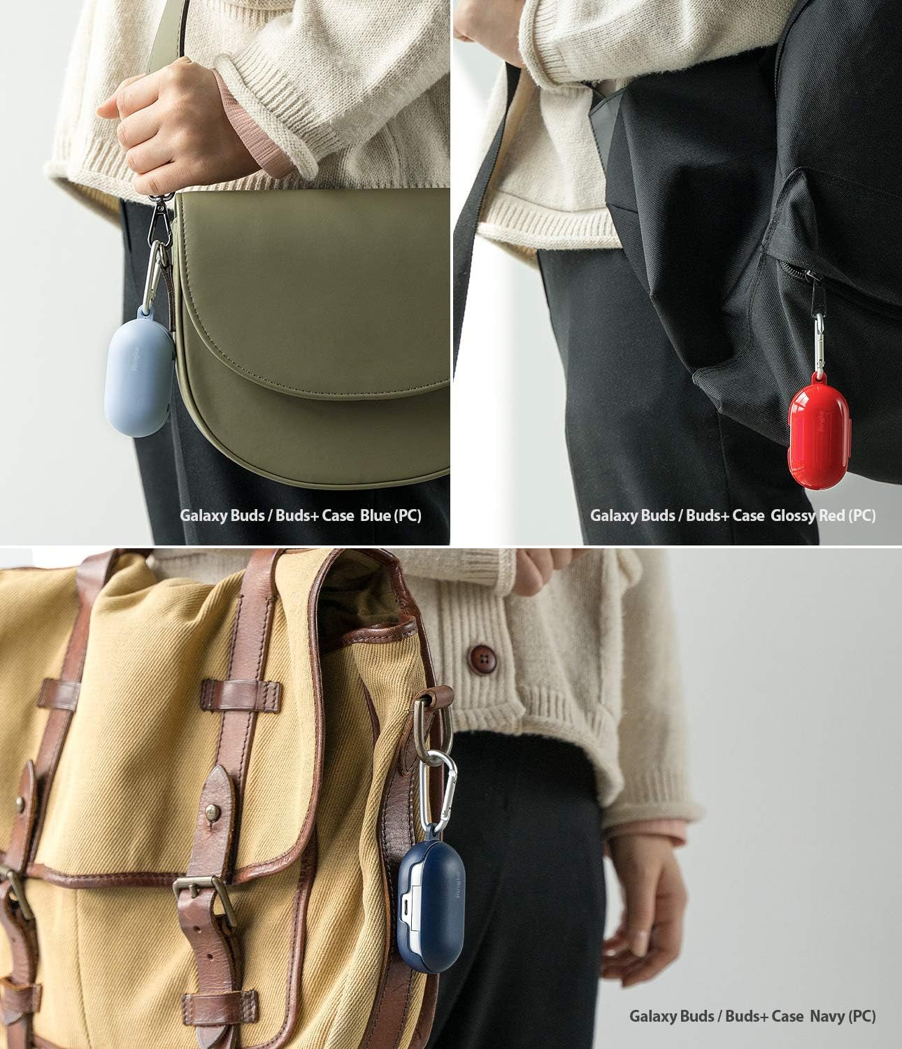 Ringke Case Designed for Galaxy Buds plus (2020) and Galaxy Buds (2019) Hard PC Case Cover Accessory Upgraded Version with Carabiner - Sky Blue  Ringke   