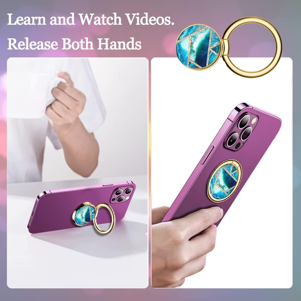 Phone Ring Holder Grip Stand - Marble Cell Phone Ring Finger Holder for Back of Phone Case, 360° Rotation Phone Kickstand Compatible with Most Phones  SUXILN-G   