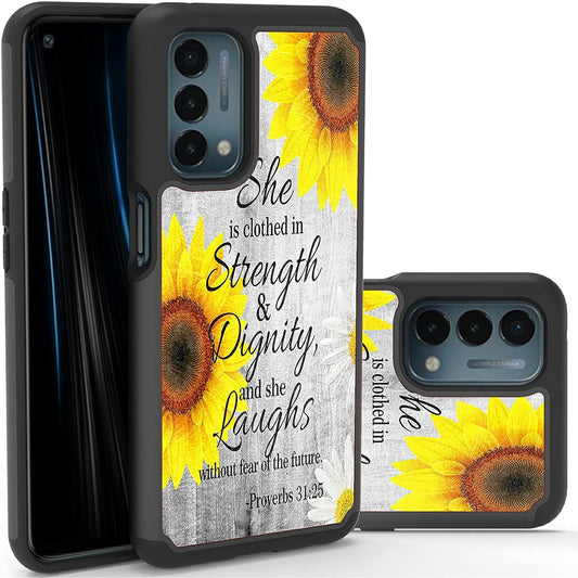 BWEGRHE Phone Case for Oneplus Nord N200 5G 6.49"(2021 Released), Dual Layer Heavy Duty Shockproof Hard PC + Soft Silicone Rubber Sturdy Nord N200 5G Phone Shell Proverbs 31:25 Cute Cover  JStar   