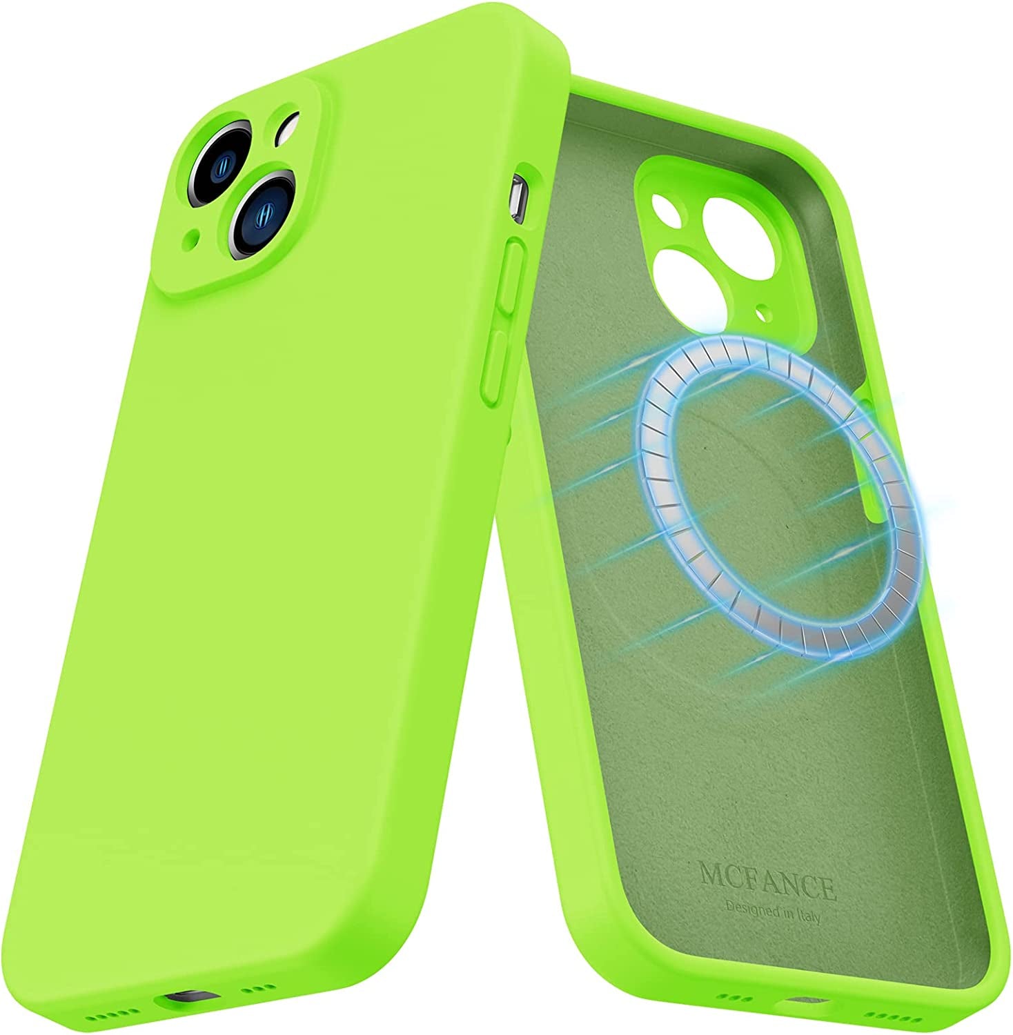 MCFANCE Silicone Magnetic Case for Iphone 14 plus Magsafe Case Silicone Phone Case with Microfiber Lining for Iphone 14 plus 6.7 Inch 2022, Darkgrey  MCFANCE Mangogreen  