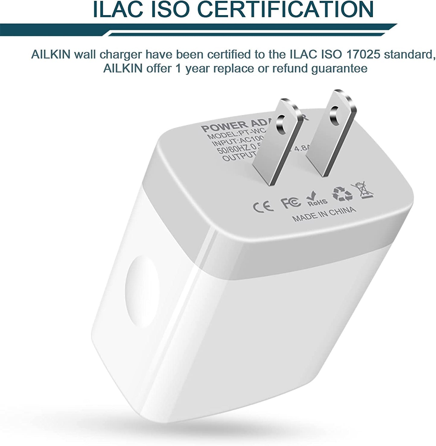 USB Charger Cube, Wall Charger Plug, AILKIN 4.8A 4-Muti Port Adapter Power Plug Charging Station Box Base Replacement for Iphone 14 13 12 11 Pro Max/X/8/7, Ipad, Samsung Phones  Shenzhen Putuo Technology Co.,Ltd   