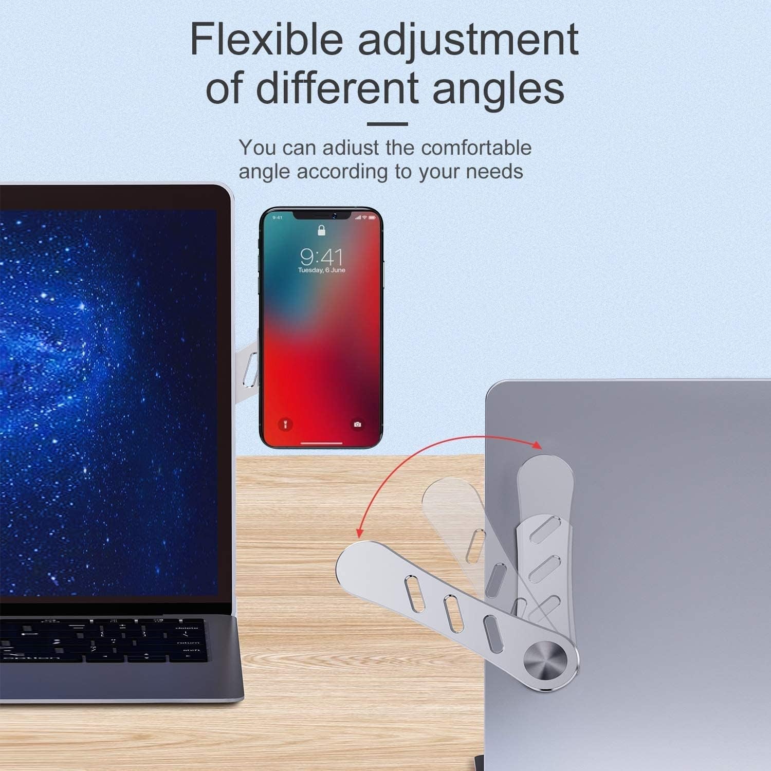 Magnetic Phone Aerospace Material Holder for Laptop,Laptop Side Mount Clip, Computer Monitor Expansion Bracket, Adjustable Laptop Stand for Iphone 13 Pro Max/ 13 Pro/ 13/13 Mini, Silver  OTWAZE   