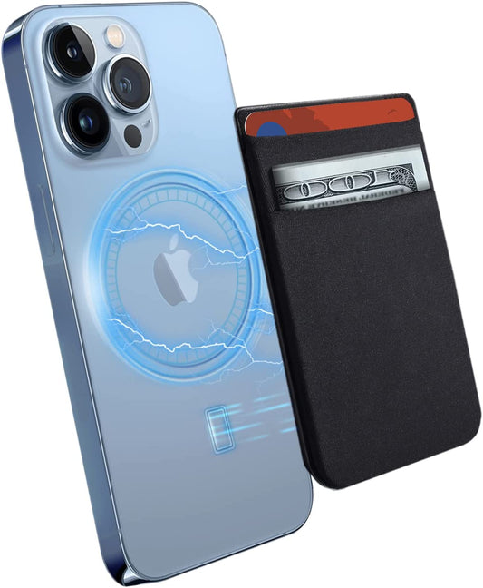 Cloudvalley Magnetic Card Wallet Designed for Iphone Magsafe, Stretchy Lycra Double Pocket Credit ID Card Holder Case for Back of Iphone 14 / Iphone 13 & 12 Mag Safe, Black  CloudValley   