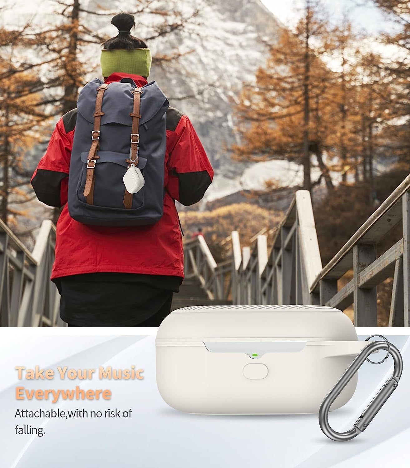 Alquar for All-New Echo Buds(2023 Release) Case Cover, Soft Silicone Protective Scratch Shock Resistant Cover ONLY Compatible with All-New Echo Buds Charging Case with Carabiner(Apricot)  Alquar   