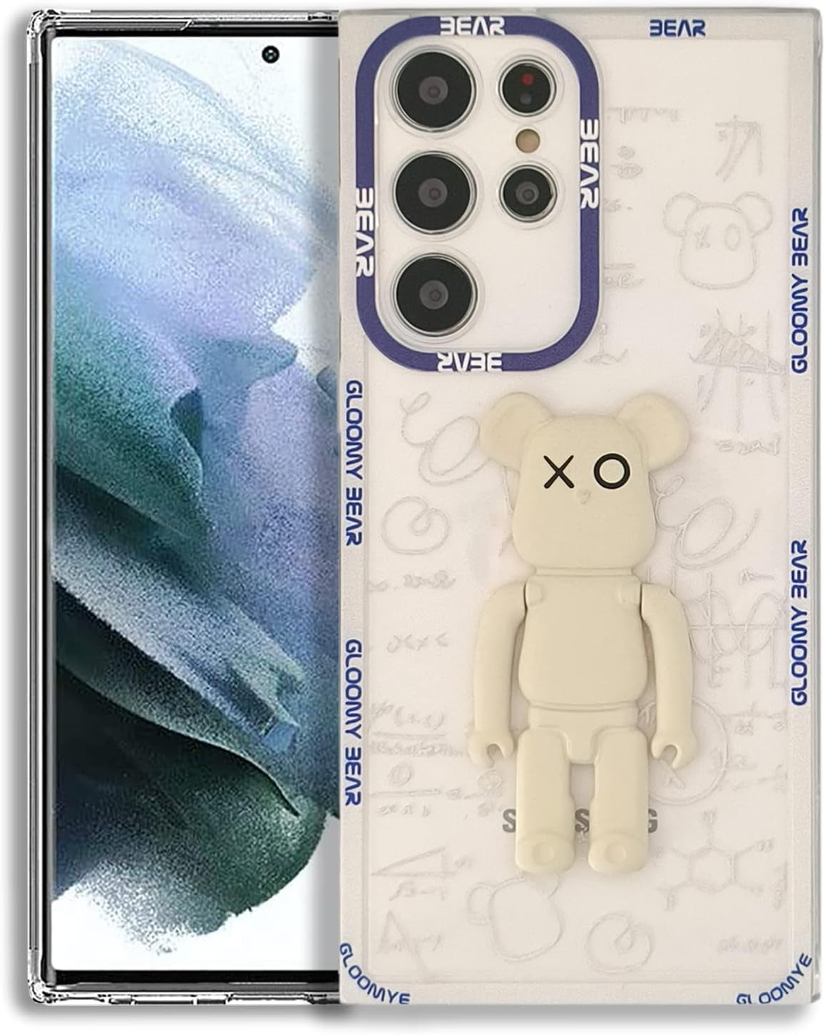 DOWINTIGER Samsung Galaxy A53 5G Case - Cool Designer 3D Bear with Kickstand Design for Boys Men, Street Fashion Soft Flexible Slim TPU Camera Lens Protective Clear Cover for Galaxy A53 - Black Bear  DOWINTIGER White Bear Kickstand Samsung Galaxy S22 Ultra 