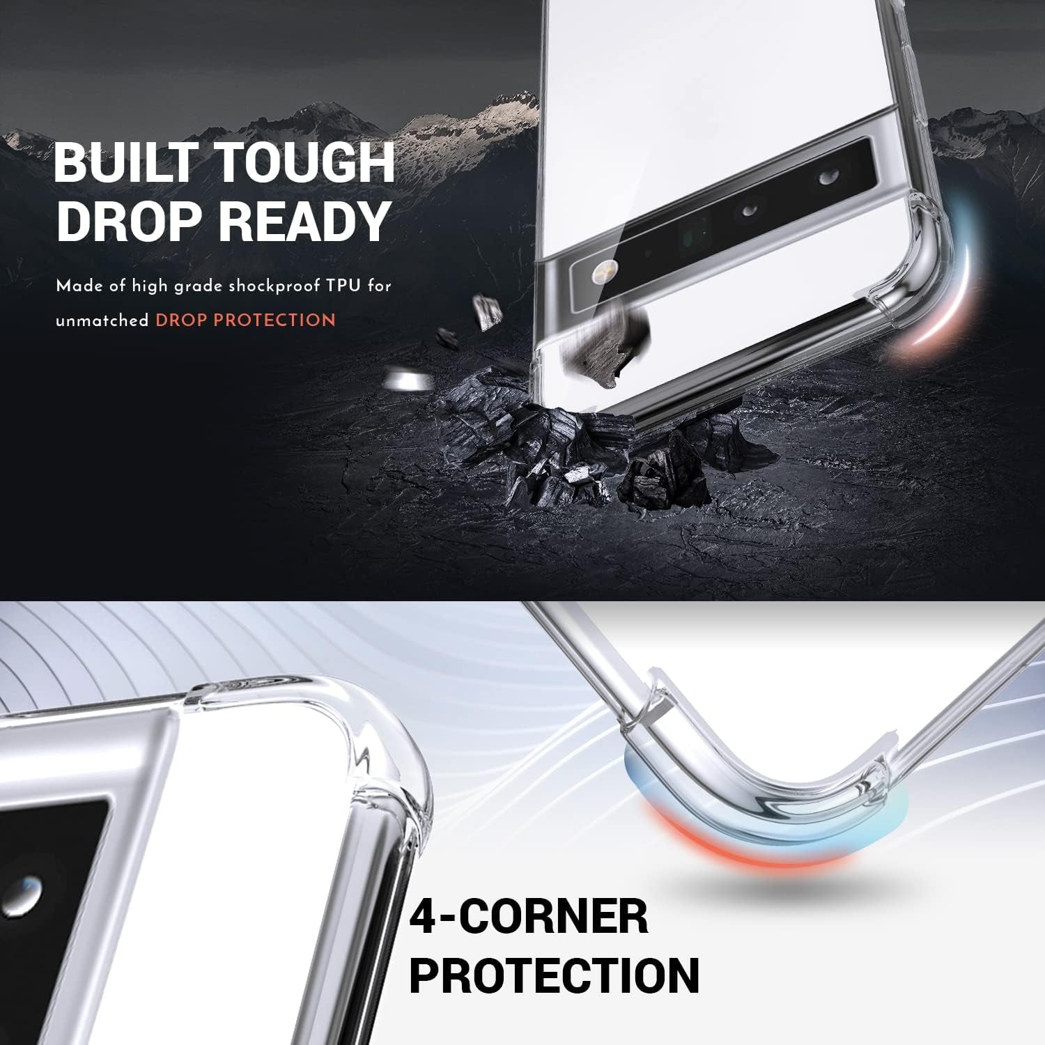 Silverback Compatible with Pixel 6 Pro Case Clear,Two-Way Kickstand Case, Anti-Scratch Protective Shockproof Slim Cover for Google Pixel 6 Pro 5G - Clear  Silverback inc   