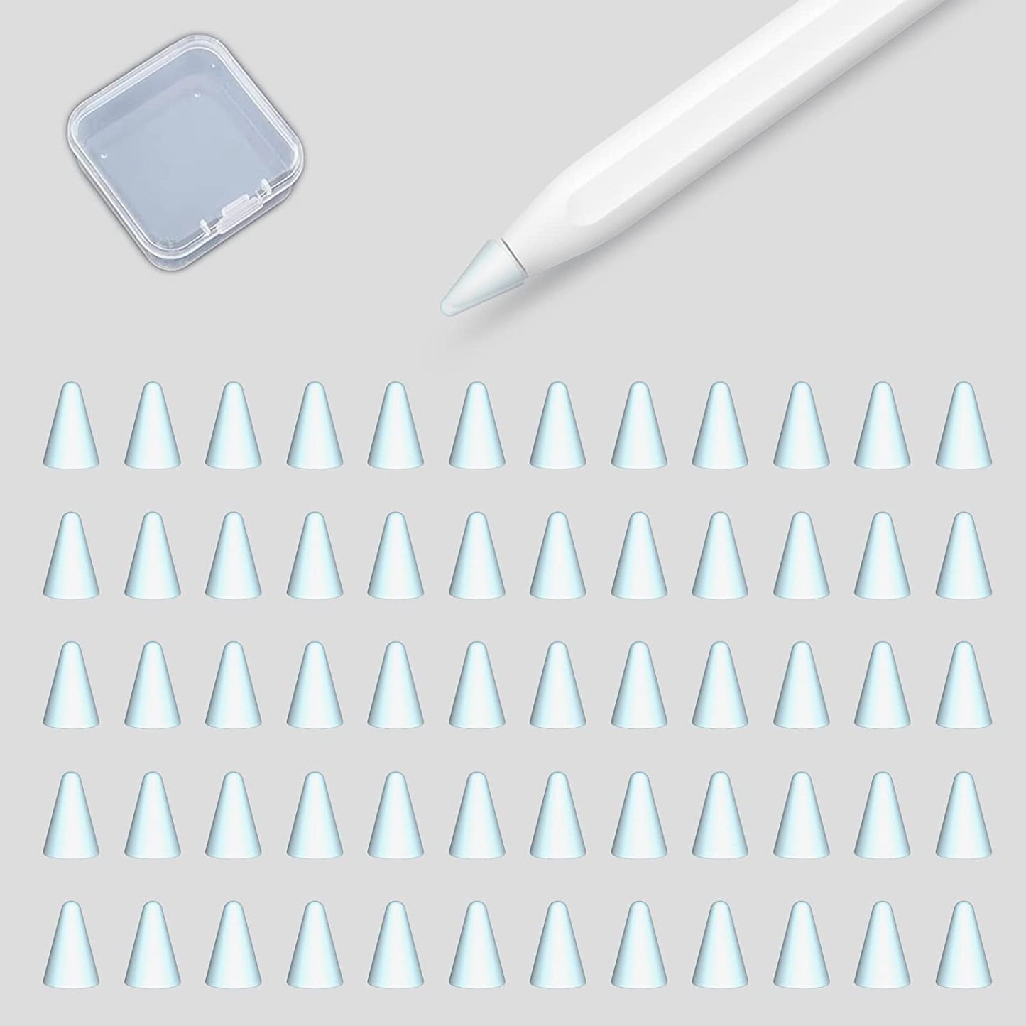 Ambervec 60 Pack Tip Cover for Apple Pencil 2Nd Generation and 1St Generation, Comaptible with Apple Pencil Nib, Anti-Slip Slicone Tips Cover, Medium Resistance, Multicolor  AmberVec Inc. 60 Pcs, Clear Medium Resistance, for Using on Nude Screens and Tempered Glasses 