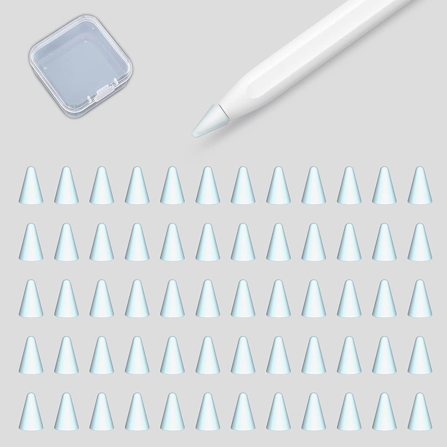 Ambervec 60 Pack Tip Cover for Apple Pencil 2Nd Generation and 1St Generation, Comaptible with Apple Pencil Nib, Anti-Slip Slicone Tips Cover, Medium Resistance, Multicolor  AmberVec Inc. 60 Pcs, Clear Medium Resistance, for Using on Nude Screens and Tempered Glasses 