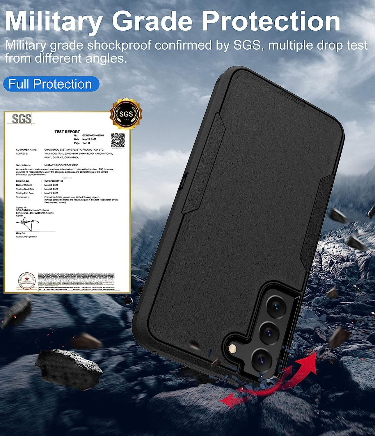 Dahkoiz for Samsung Galaxy S22 plus Case, Dust-Proof Port Cover, Full Body Durable Silicone Rubber Phone Case for Samsung Galaxy S22 plus 5G, Black  UNISMART INC   