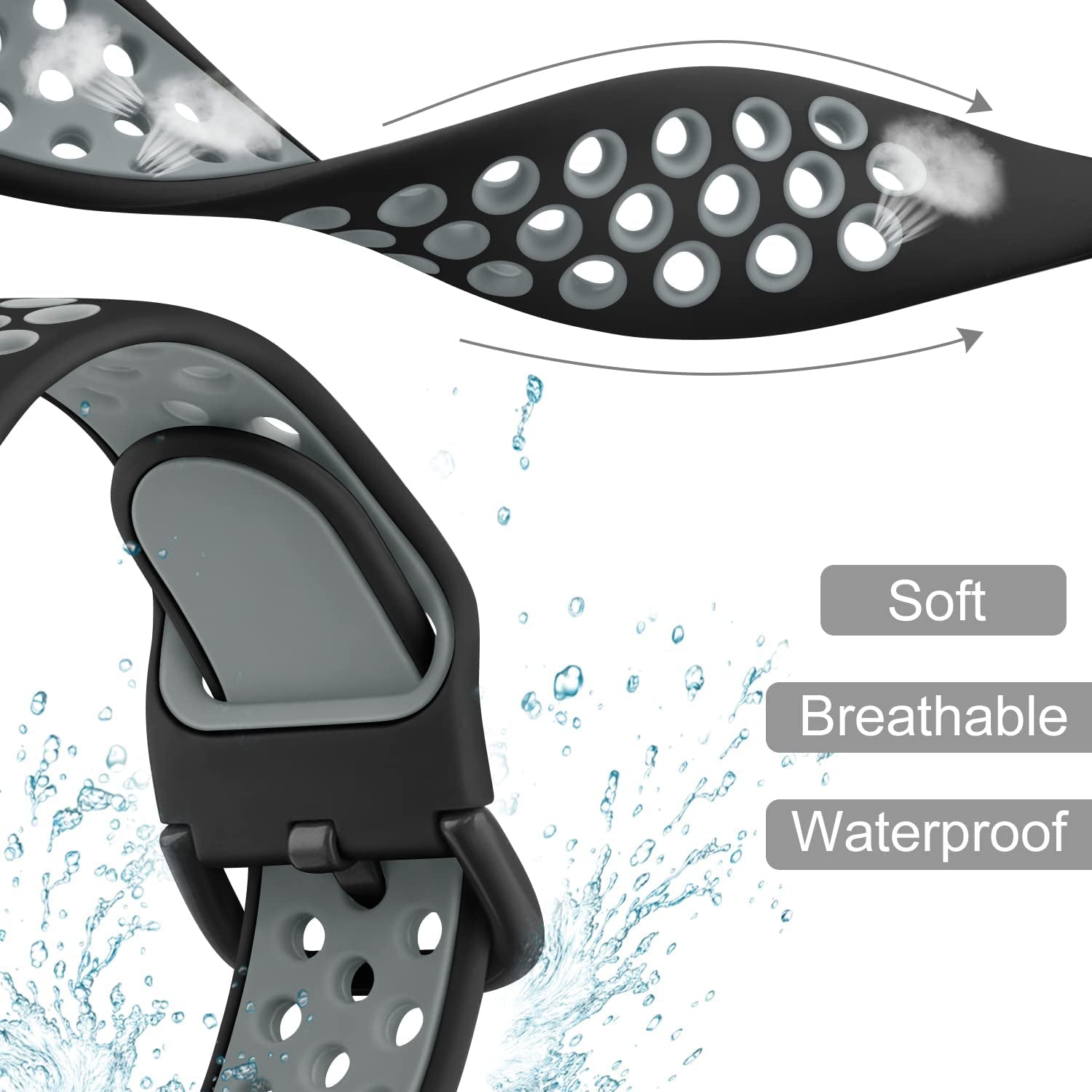 Wanme Sport Band for Garmin Venu / Venu Sq / Vivoactive 3 Watch Bands, 20Mm Adjustable Soft Silicone Replacement Wristband Strap for Garmin Vivoactive 3 Music, Forerunner 645 / 245 Music, Samsung Galaxy Watch 4  Wanme   