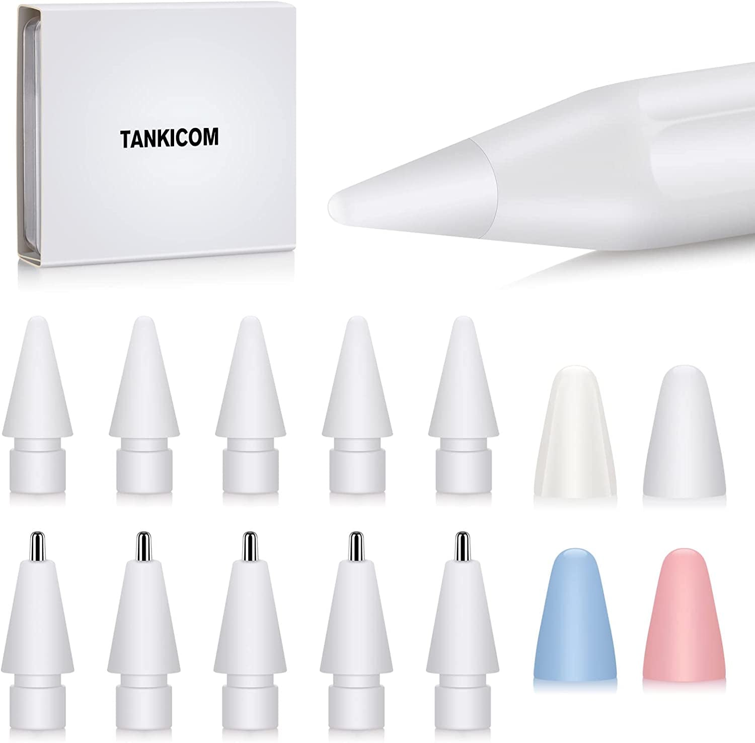 5-Pack Replacement Pencil Tips + 5-Pack Replacement Metal Needle Pencil Stylus Tip for Apple Ipad Pencil 1St Gen & 2Nd Gen with 4 Pencil Tip Cover  Shenzhen QiXiang Glass Lens Limited Company   