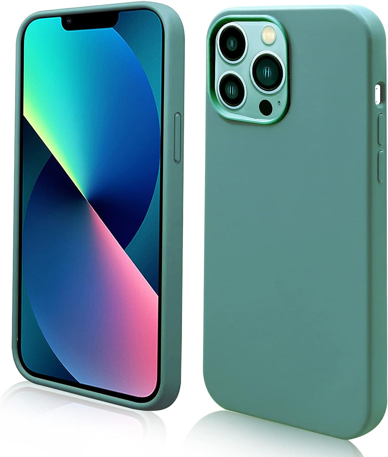 YOZEB Silicone Case Designed for Iphone 14, Shockproof Anti-Scratch and Anti-Fingerprint 4-Layer Full Body Protective Cover Slim Phone Case Compatible with Iphone 14 6.1 Inches (Blue)  YOZEB Green- Iphone 13 Pro Max  