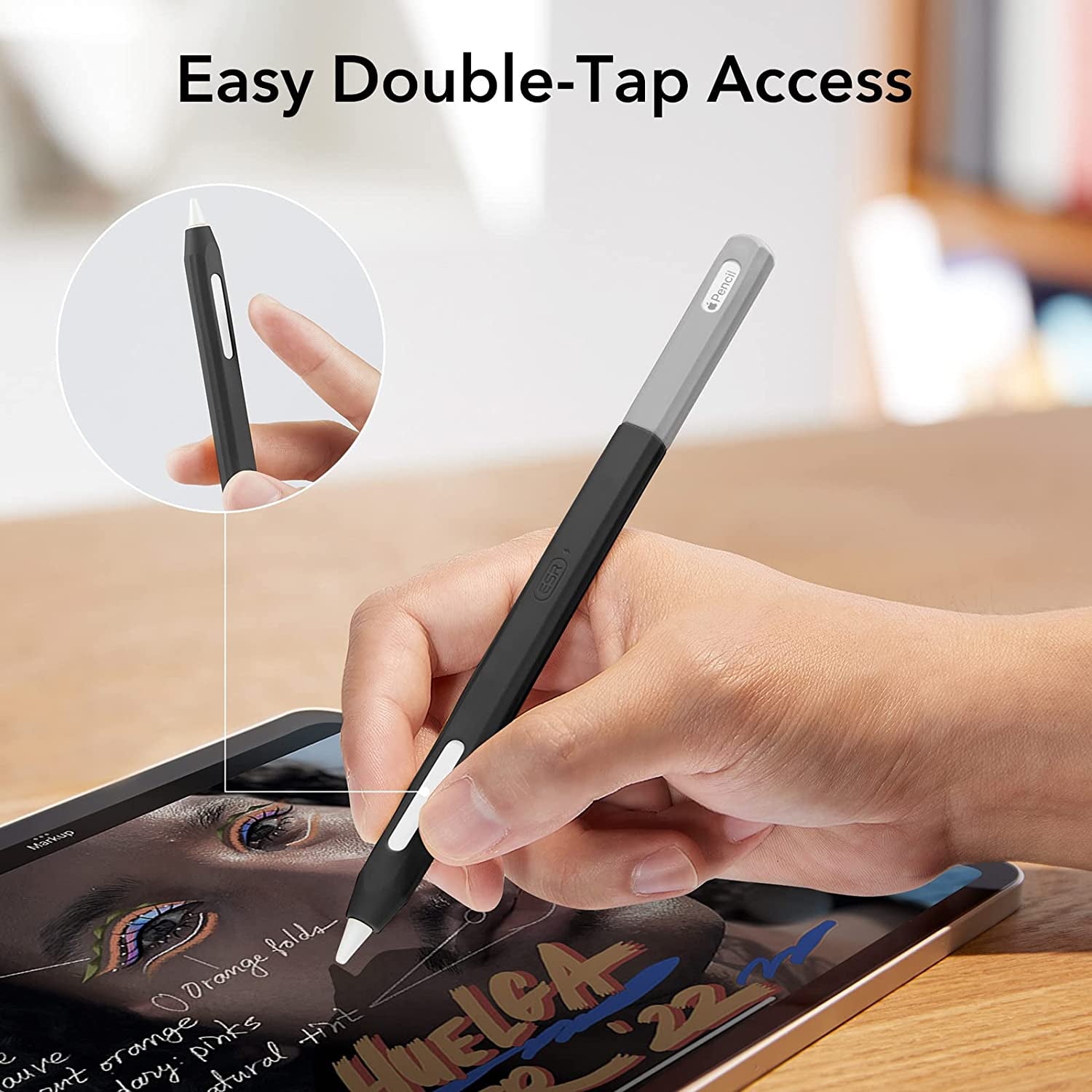 ESR Apple Pencil Case Compatible with Apple Pencil 2Nd Generation, Durable Silicone Sleeve, Compatible with Magnetic Charging, Ultra Lightweight Apple Pencil Cover, Black  Electronic Silk Road Corp   