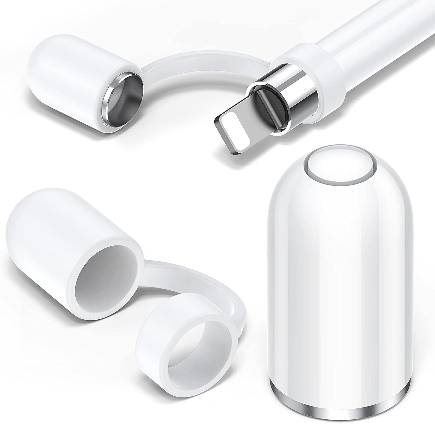 TITACUTE for Apple Pencil Cap 1St Generation Magnetic Ipencil Replacement for Apple Pen Top Stylus Cover Antifall Silicone Holder for Ipad Pro 10.5" 12.9" 9.7" for Ipad 10 9 8 7 6 Air 3 Mini 5Th White  TITACUTE   