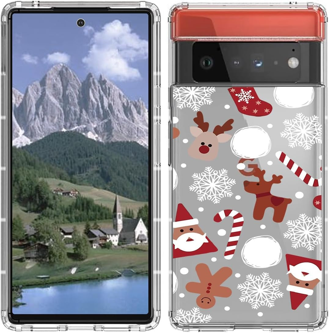 YCJACE Google Pixel 6 Pro Case Clear with Christmas Design Soft Flexible TPU Ultra-Thin Shockproof Anti-Scratch Bumper Protective Cover Case for Google Pixel 6 Pro-Christmas  YCJACE Santa Clause Google Pixel 6 Pro 