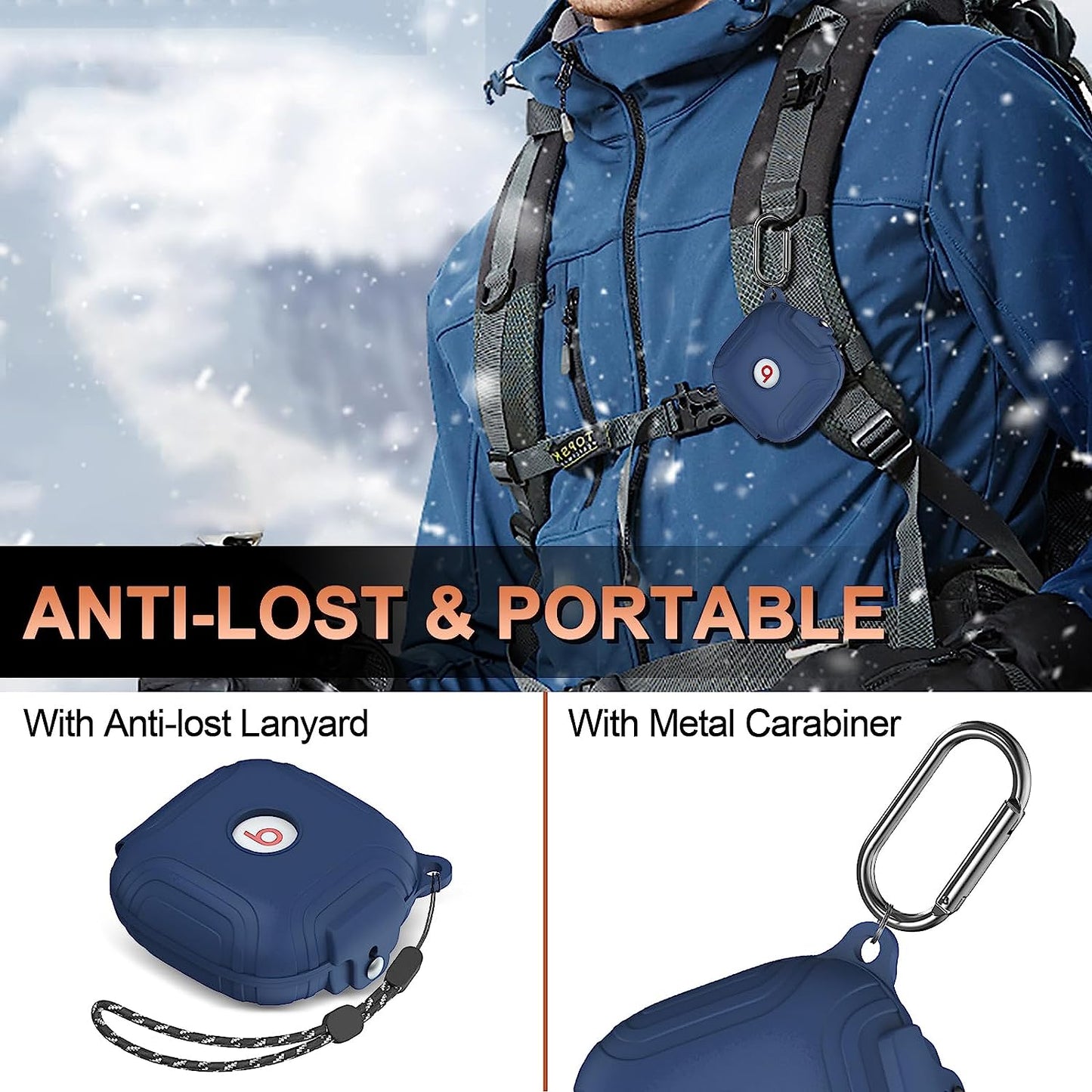 [Lock Buckle] Beats Fit Pro Case Cover, Silicone Protector Case for Apple Beats Fit Pro, Shockproof Beats Fit Pro Earbuds Case, Skin Full Protective Shell with Keychain/Lanyard Accessories (Blue)  UCPOVT   