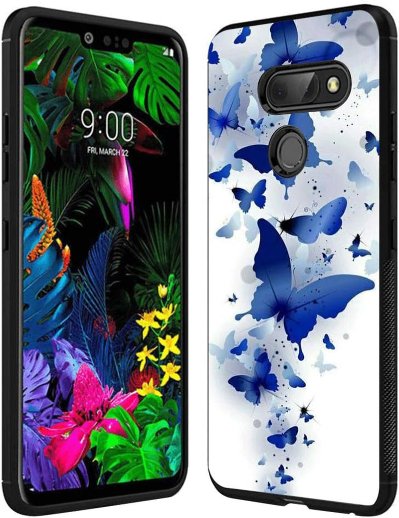 Yqci Designed for LG G8 Thinq Case Custom Christmas Tree 1 Pattern Cover Case,Shockproof Full Body Protective Phone Case Compatible with LG G8 Thinq  YQCi Blue Ink Butterfly  