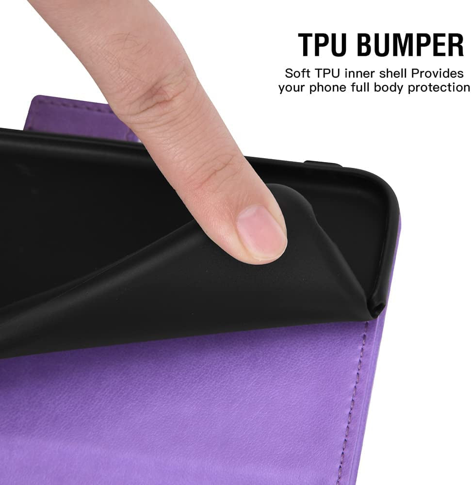 Asuwish Compatible with LG G6 Wallet Case and Tempered Glass Screen Protector Leather Flip Card Holder Stand Cell Phone Cover for LGG6 Thinq LG6 Thin Q G 6 plus G6+ 6G VS988 H872 Women Men Purple  Asuwish   