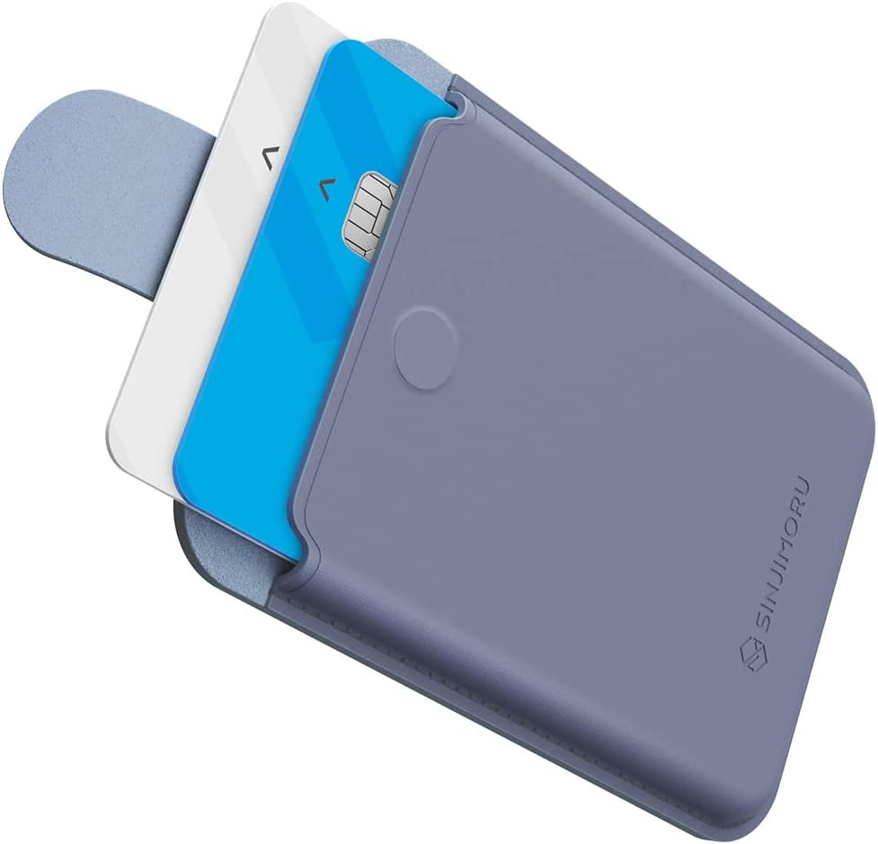 Sinjimoru Comb-Pattern Phone Grip Wallet for Magsafe, Vegan Leather Magnetic Cell Phone Card Holder & Wool Band Strap as Credit Card Case for Iphone 12 13 14 plus Pro Max. M-Pull Tab Band Black  Sinjimoru Co.Ltd Wallet Lavender  