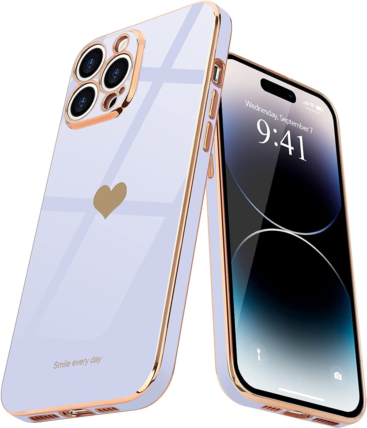 Teageo for Iphone 14 Pro Case for Women Girl Cute Love Heart Luxury Plating Soft Bling Back Cover Raised Full Camera Protection Bumper Silicone Shockproof Phone Case for Iphone 14 Pro, Green  janzee Purple  