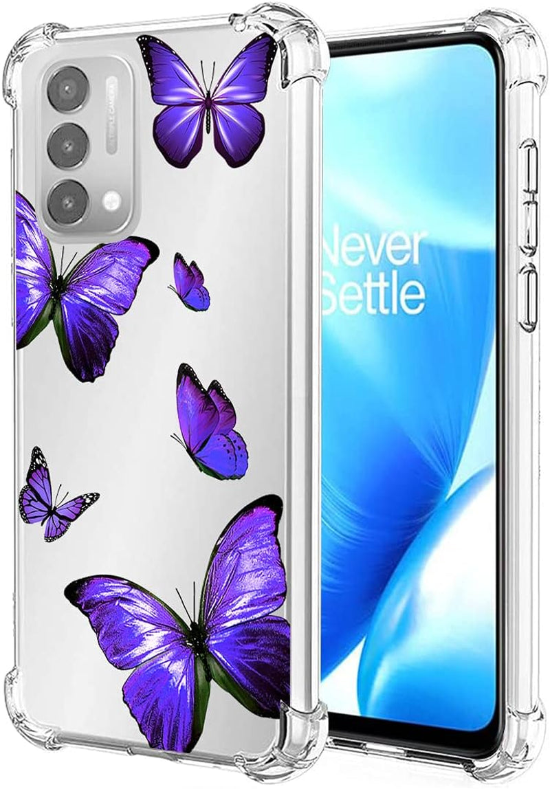 Zoeirc Case for Oneplus Nord N200 Case, Oneplus N200 5G Clear Case for Girls, Soft TPU 360 Full Body Shockproof Hybrid Bumper Crystal Clear Phone Case Cover for Oneplus Nord N200 5G (Rose Flower)  Zoeirc Purplebutterfly  