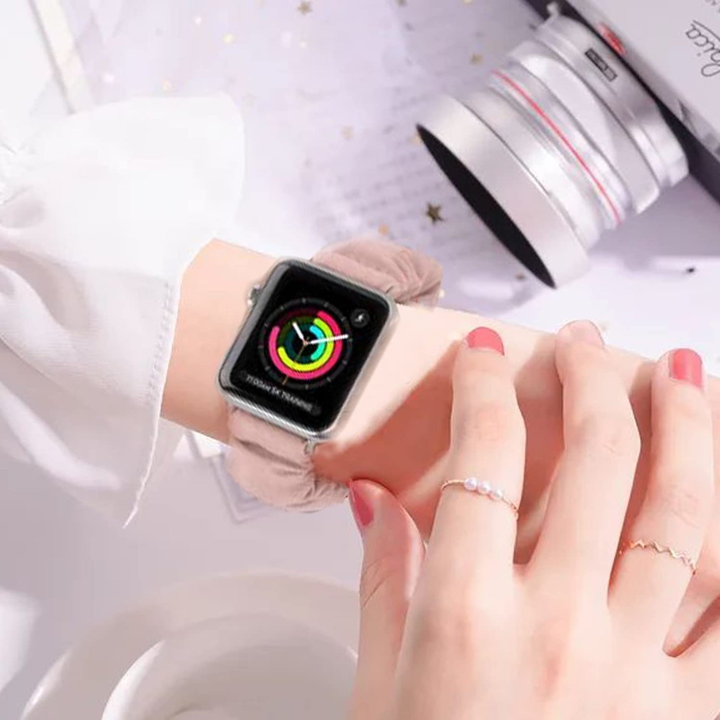 Scrunchie Watch Bands for Women Compatible with Apple Watch 38Mm 40Mm 41Mm 42Mm 44Mm 45Mm, Elastic Scrunchy Replacement Band Soft Stretchy Band for Iwatch Series 7/6/5/4/3/2/1/SE  DKGKOO   