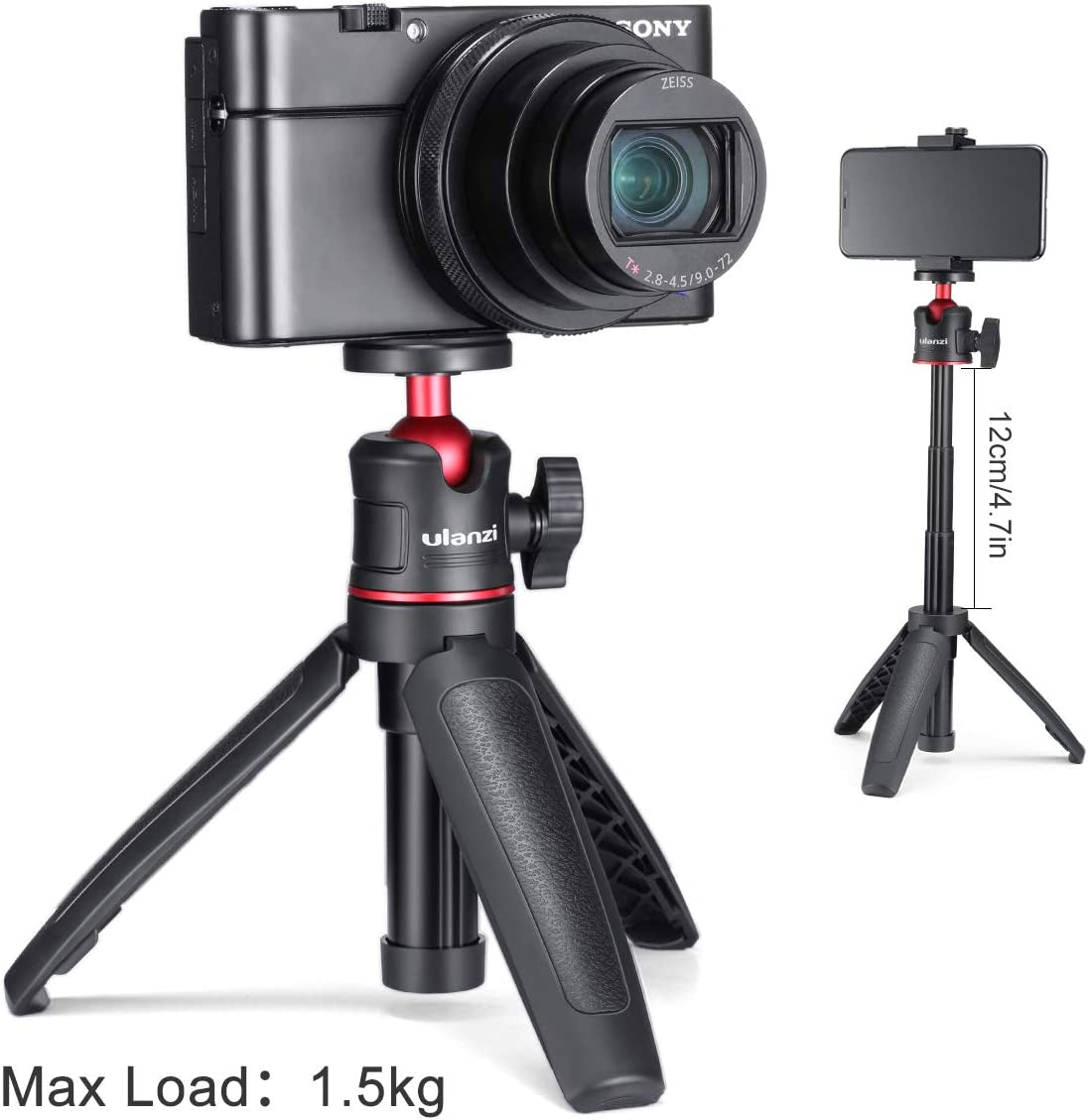 ULANZI MT-08 Extension Pole Tripod, Mini Selfie Stick Tripod Stand Handle Grip for Webcam Iphone 11 Pro Max Samsung Smartphone Canon G7X Mark III Sony ZV-1 RX100 VII A6400 A6600 Cameras Vlogging  ULANZI   