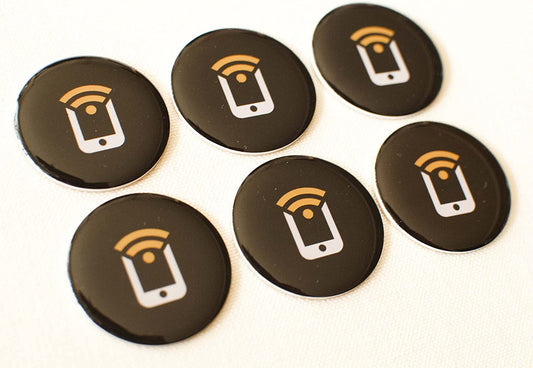 6 Black NFC Bubble Stickers NTAG213 by Tagstand - Fully Programmable, and Works All NFC Enabled Devices  Tagstand   
