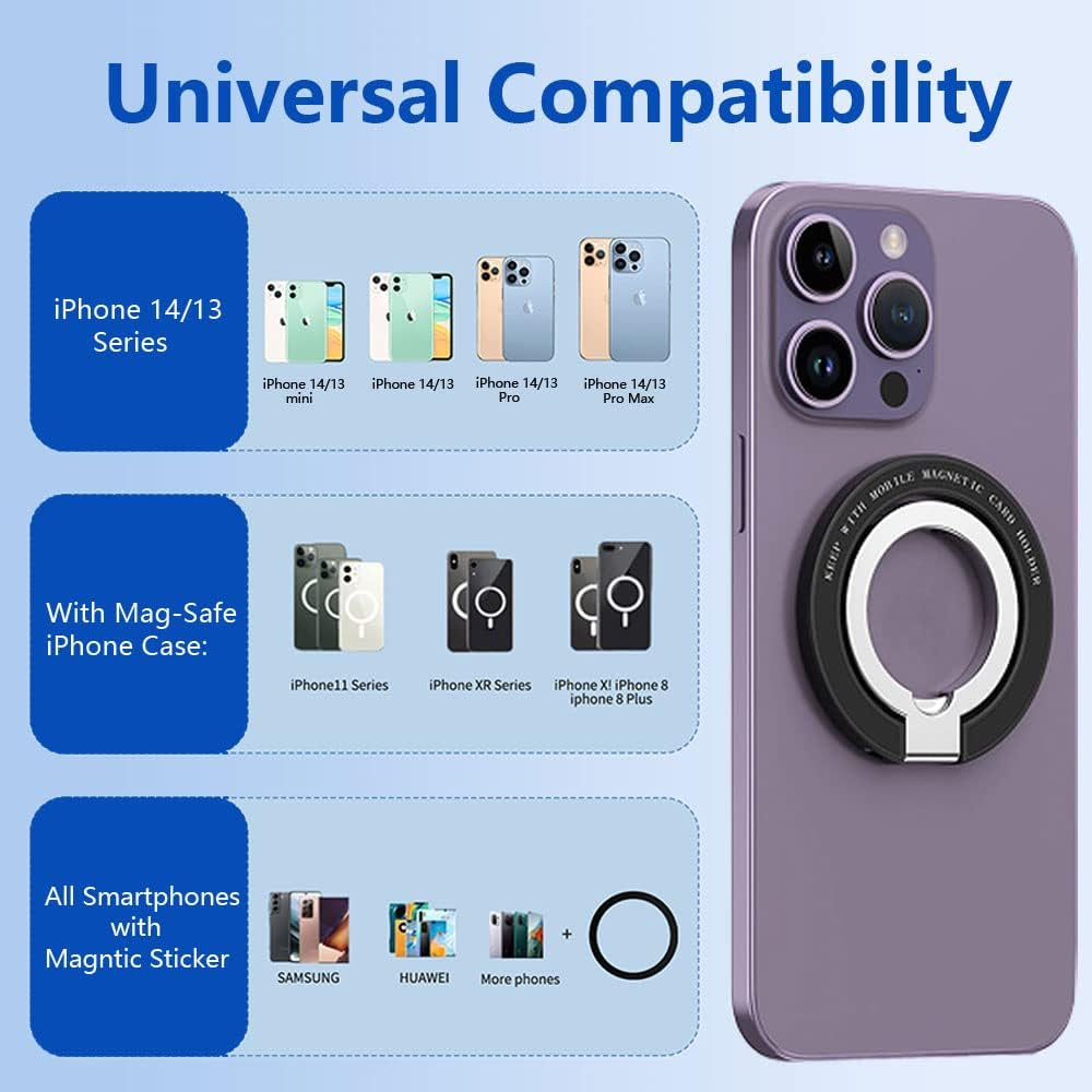 Kinizuxi Dual Ring Phone Ring Holder for Magsafe, Magnetic Finger Phone Ring Stand Holder, Adjustable Magnet Finger Ring Grip Compatible with Iphone 14/13/12 Series  Marrain   