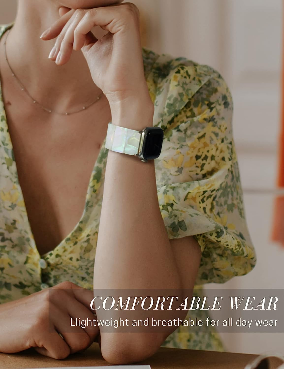 Heesch Upgraded Stretchy Resin Watch Band Compatible with Apple Watch for Women, Men, Tortoise Shell Fashion Watch Strap Bracelet Wristband Jewelry for Iwatch Series Ultra/Se/8/7/6/5/4/3/2/1, 38/40/41Mm, 42/44/45/49Mm, Rectangle Version  Heesch   