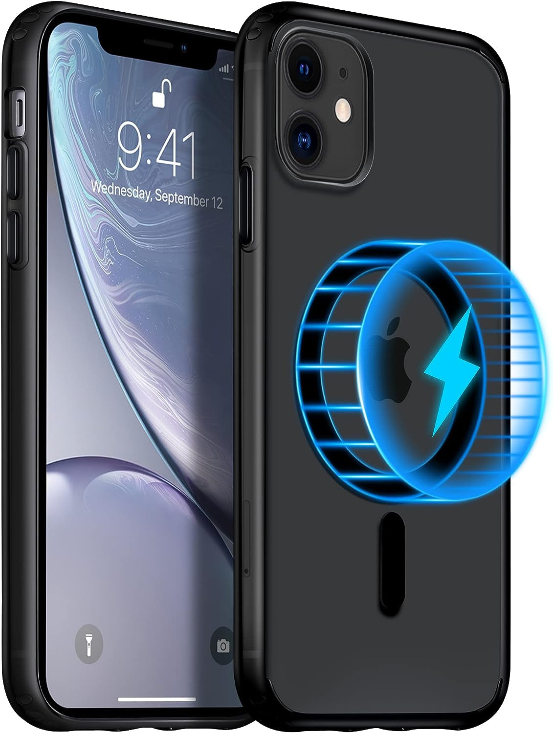 Yriklso for Iphone 11 Magnetic Case, Built in Magnets Compatible with Magsafe, Translucent Matte Hard PC Back Cover + Soft TPU Frame Slim Bumper Case for Iphone 11 （6.1"）,Black  Yriklso   