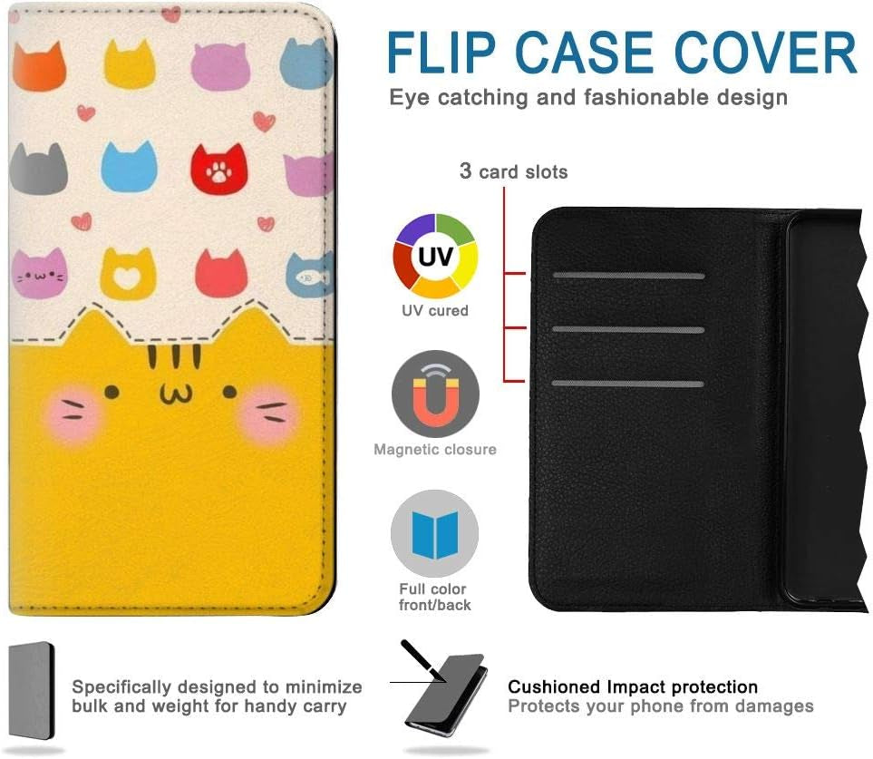 RW2442 Cute Cat Cartoon Funny PU Leather Flip Case Cover for LG V30, LG V30 Plus, LG V30S Thinq, LG V35, LG V35 Thinq  jjphonecase   
