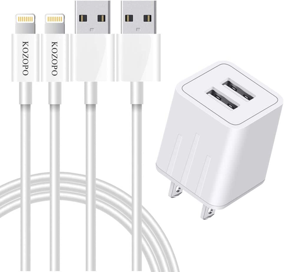 Iphone Charger, KOZOPO Fast Charging 6FT(2 Pack) Lightning Cable Data Sync Transfer Cord with 2 Port USB Plug Wall Charger Adapter Compatible with Iphone 13 12 11 Pro Max XS XR X 8 7 plus SE Mini Ipad  Shenzhen good-she technology Co., Ltd.   