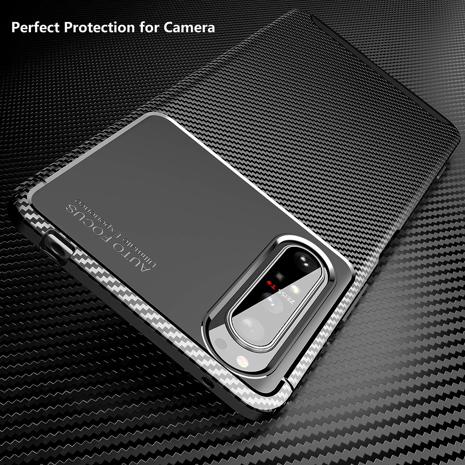 Cruzerlite Case for Sony Xperia 1 II, Carbon Fiber Texture Design Cover, Anti-Scratch, Shock, Absorption Case for Sony Xperia 1 II (Carbon Black)  Swiss Case Limited   