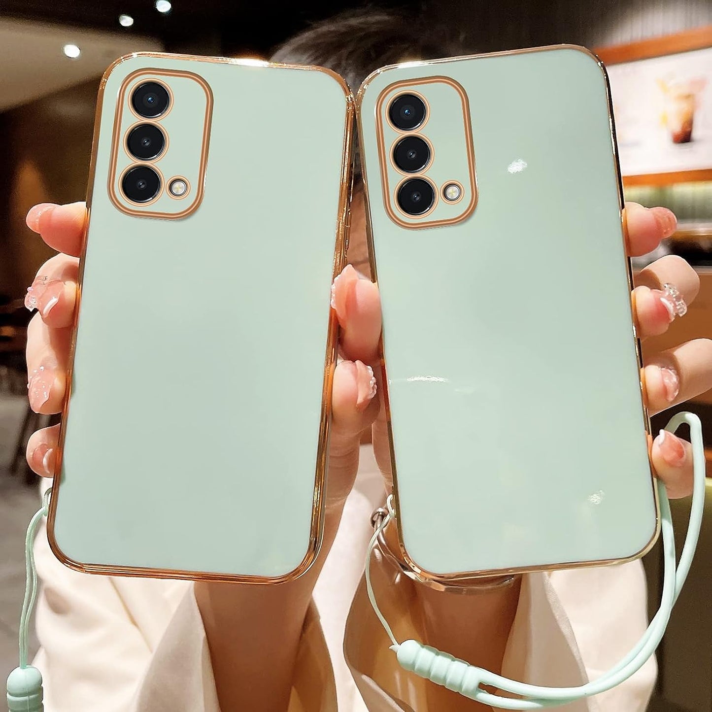 For Oneplus Nord N200 5G Case, N200 Phone Case for Women Electroplating Luxury Bling Aesthetic Trendy Pretty, Full Camera Soft TPU Protection Shockproof Cover for Oneplus Nord N200 5G (Mint Green)  KuDiNi   