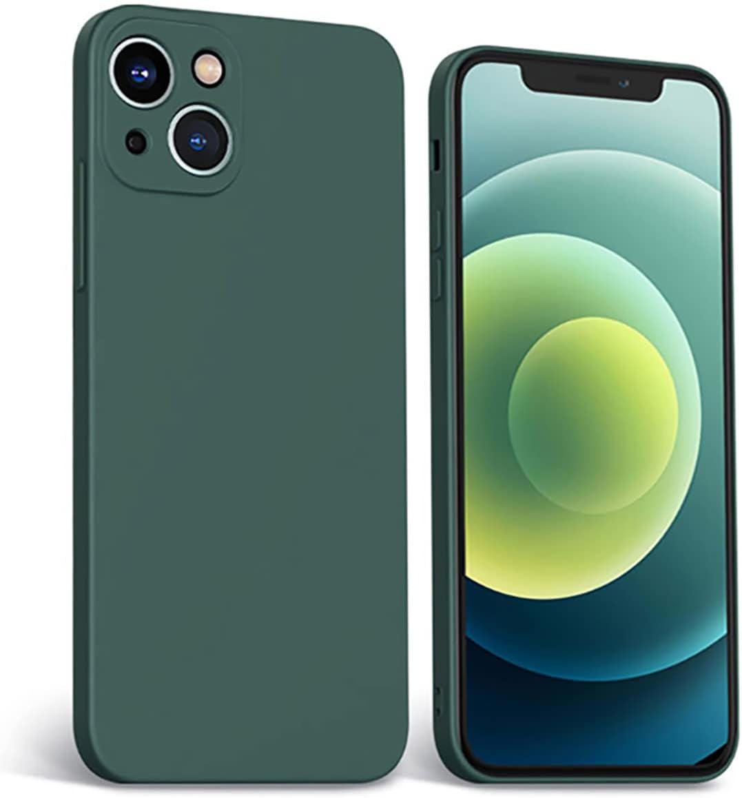 ZEZHOU Iphone 13 Mini Clear Case with Camera Lens Protector, Non Yellow Square Electroplated Edge, Upgraded Shockproof Inner Silicone Bumper Shell, Slim Thin Phone Case for Iphone 13 Mini 6.1", Black  ZEZHOU Soft Silicone Case, Midnight Green Design For Iphone 13 Case, 6.1" 