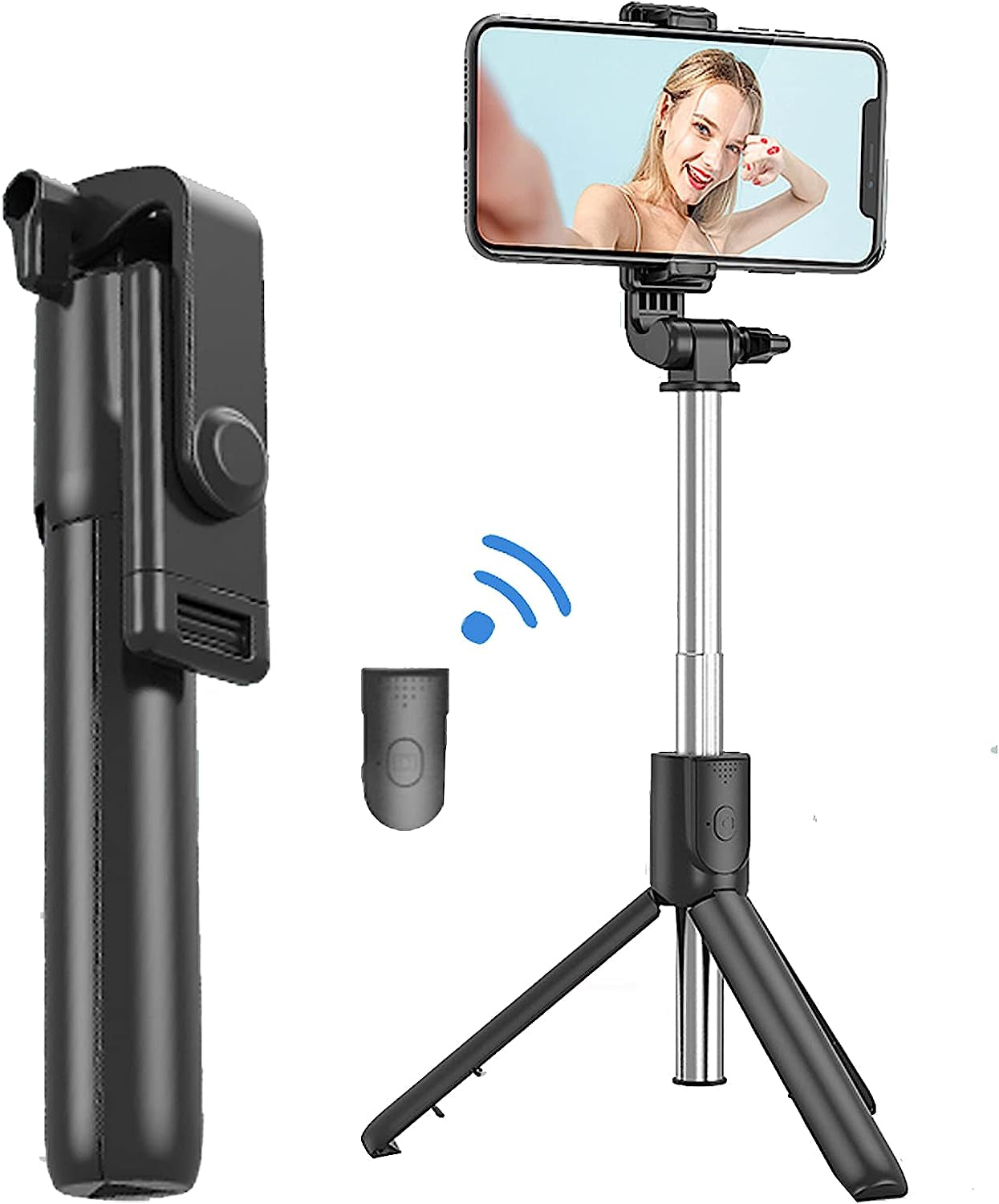 [2021 Upgraded] MQOUNY Selfie Stick, Handheld Tripod with Detachable Wireless Remote and Tripod Stand Compatible with Iphone 12 11 Pro Xs Max Xr X 8 7 6 Plus, Android Samsung Smartphone  MQOUNY Dongguan Manxin Electronic Technology Co. , Ltd. black  