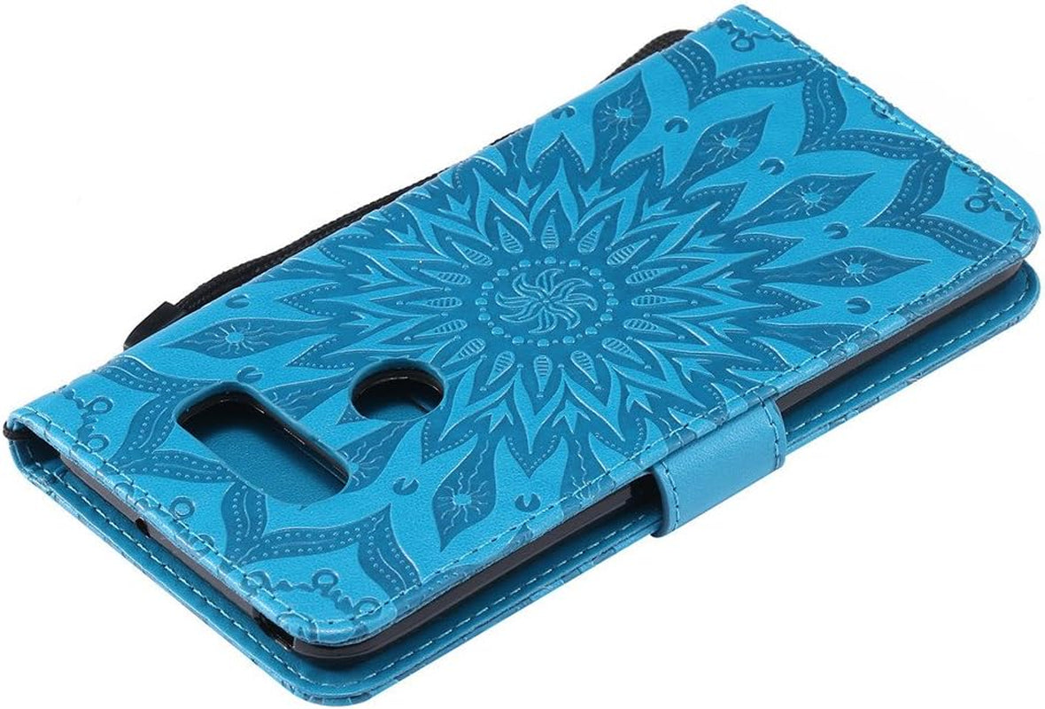 ISADENSER LG V30 Case LG V30S Case Sunflower Series as Case with Shockproof Kickstand Credit Card Holder Flip Magnetic Closure Protection Wallet Leather PU Case Cover for LG V30 plus Blue Sunflower  ISADENSER   